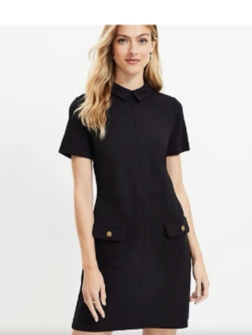Loft Black Short Sleeve Collared Women's Dress